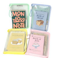 Pochette de classement A4 transparente et colorée avec fermeture éclair, motif yeux de dessin animé Kawaii, avec cordon de transport, pour organiser les papiers de bureau
