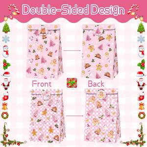 Sac en papier kraft blanc à fond plat pour snacks, bonbons et friandises – Idéal pour les cadeaux de fête de Noël rose – Vente chaude - Product Image 4