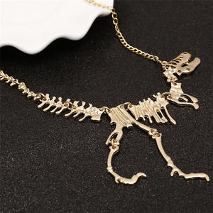 Sexy Lange Halskette Gotischer Tyrannosaurus Rex Skelett Dinosaurier Anhänger Charm-Halskette Drachenknochen Legierung Collares Schmuck - Product Image 2