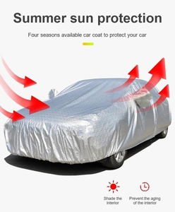 Housse de voiture extensible imperméable en polyester PEVA - Protection UV à 90 %, anti-soleil, anti-poussière, ajustement personnalisable, modèle universel - Product Image 2