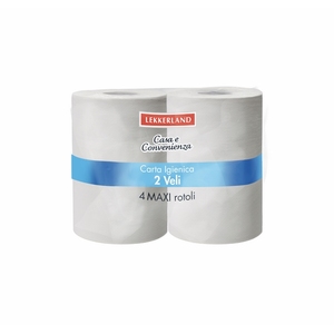 LEKKERLAND Soft 4 Maxi Rolls, Papel Higiénico Jumbo de Pulpa de Madera Virgen, Paquete de 10, Lugar de Origen INDUSTRIE CELTEX SPA, Modelo 1501750 - Product Image 1