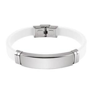 Pulsera de Cadena Fina de EVA Blanca con Brazalete de Acero - Product Image 1