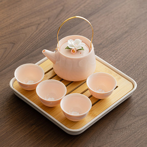 Wholesale Handmade Flower Tea <b>Set</b> pink Porcelain Tea <b>Set</b> with <b>Teapot</b> - Product Image 4