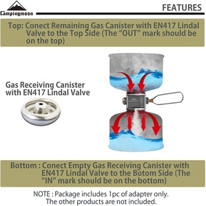 Adaptor Kompor Hiking Camping <span class=keywords><strong>Outdoor</strong></span> Tipe Terpisah, Konverter Furnace, Konektor, Adaptor Tabung Gas Otomatis Mati - Product Image 3
