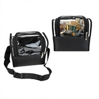 Sac de maquillage transparent en PVC souple de grande capacité, imperméable, écologique, avec compartiments en grille, étui de voyage portable