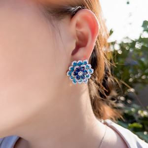 <span class=keywords><strong>Orecchini</strong></span> a Perno CWW di Alta Qualità con Design 3D Multiplo, Grande Fiore Blu in Zirconia Cubica, Gioielli di Lusso per Matrimoni e Feste - Product Image 5