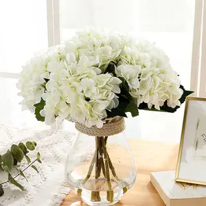 Künstliche Blumen Gefälschte Hortensien köpfe Weiße volle Hortensien blumen mit Stielen für Hochzeit Home Party Shop Baby party Dekor