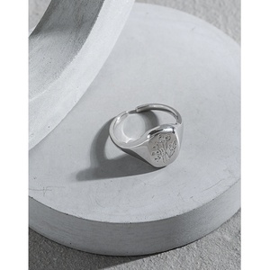 แหวน S925ลายดอกไม้ทรงรีสำหรับผู้หญิงสำหรับตะวันออกกลางเครื่องประดับทรงไข่เปิดแหวนเงินสเตอร์ลิง - Product Image 3