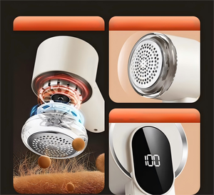 Anti-bouloches électrique portable avec couteau en acier à 6 lames, couvercle en maille épaissie et affichage du <span class=keywords><strong>niveau</strong></span> de batterie pour pulls - Product Image 1