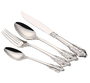 ชุดช้อนส้อมมีดสแตนเลสสตีลเกรด 304 ชุบทองคำขาวสไตล์พระราชวัง รุ่น DFVD326 คุณภาพสูง ดีไซน์ยุโรปเหนือ - Product Image 1