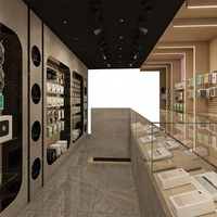 Vitrine de magasin de réparation de téléphones portables en bois moderne sur mesure, meuble de magasin autoportant, accessoires électroniques, étuis pour téléphones