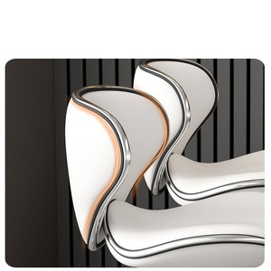 Chaises de bar modernes sur mesure en métal <span class=keywords><strong>blanc</strong></span>, hauteur comptoir, pivotantes, <span class=keywords><strong>tabouret</strong></span> de bar en cuir noir pour îlot de cuisine - Product Image 4