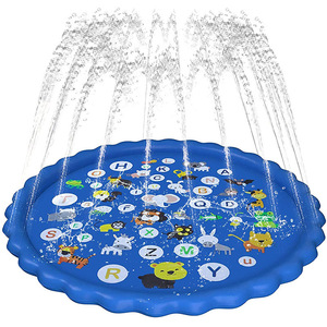 Tapis d'été gonflable pour enfants, rond, 1,7 m, avec lettres et animaux, pour jeux aquatiques en extérieur - Product Image 3