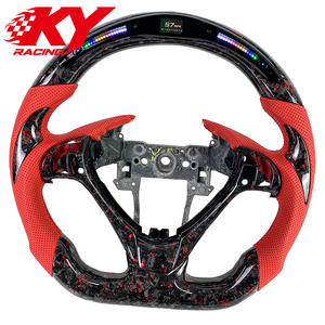 Volant de course personnalisé en fibre de carbone forgée rouge, cuir rouge et LED, adapté aux Acura TL TLX TSX MDX ZDX RDX ILX - Product Image 2