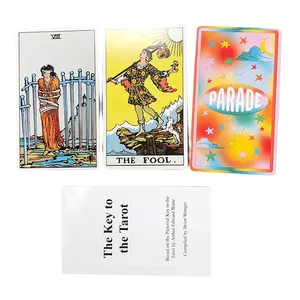 개인화 된 제조업체 디자인 종이 타로 카드 사용자 정의 홀로그램 다채로운 타로 카드 데크 가이드 북