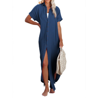 Nouvelle robe de plage zippée à bouton unique de style européen et américain, chemisier ample d'été, haut de bikini décontracté anti-UV