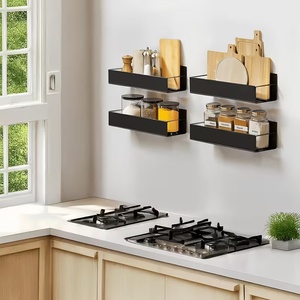 Ensemble d'étagères à épices magnétiques 2/4 pièces, étagère de rangement de cuisine portable, étagères magnétiques pour pots et bouteilles d'épices - Product Image 6