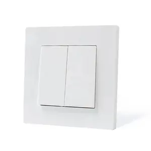 European Standard White Black Gold Grey PC Wall Plate 2 Gang 1 Way 2 Way Electrical Power Wall Light Switch For General Purpose