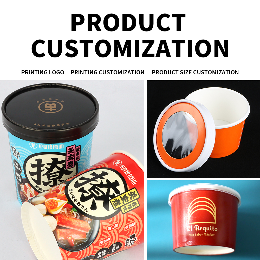 Custom eco-friendly printing food packing paper box salad bowls with lid