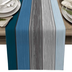 Runner da Tavola Moderno a Righe in Lino per Tavoli in <span class=keywords><strong>Legno</strong></span>, Tovaglia Decorativa Termoisolante Antiscivolo Stampata - Product Image 4