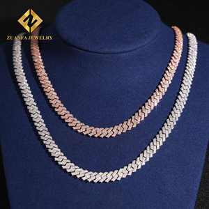 גברים היפ הופ מחיר הסיטונאי עלה שרשרת כסף 925 8 מ "מ קובייה החוצה moissanite שרשרת חוליות סלע שרשרת קישורים - Product Image 6