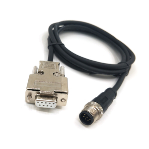 M12 8 broches câble étanche IP67 surmoulé type à RS232 DB9 femelle câble assemblé - Product Image 1
