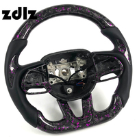 Accessoires intérieurs pour Dodge Challenger SRT 2022 2023, volant personnalisé en cuir lisse noir et fibre de carbone forgée