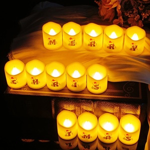 Giáng sinh tùy chỉnh cá nhân chữ in trụ cột <span class=keywords><strong>LED</strong></span> <span class=keywords><strong>tealight</strong></span> EcoFriendly nến Flameless nhấp nháy Pin điều khiển từ xa - Product Image 3