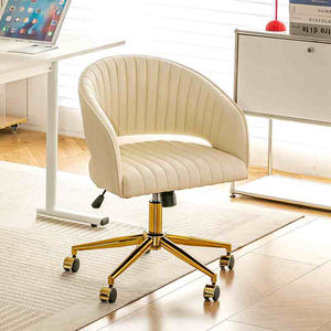 コンピュータワークステーション用の人間工学に基づいたデザインのモダンなピンクベルベット回転オフィスチェア - Product Image 1