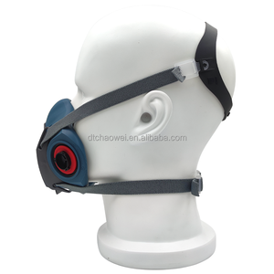 Desain baru M701 penutup wajah setengah silikon masker Gas Filter ganda <span class=keywords><strong>Respirator</strong></span> katup pernapasan dapat disesuaikan klip hidung untuk pelukis - Product Image 2