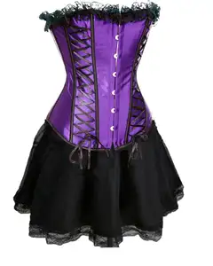 Conjunto de vestido ecológico feminino, corset gótico e vitoriano, traje tutu, conjunto corset vintage