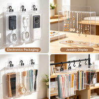 Boîtes pliantes transparentes multi-tailles en PVC avec languette de suspension pour présentation de porte-clés, écouteurs, jouets et marchandises