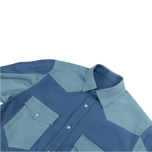 <span class=keywords><strong>Camicia</strong></span> estiva da <span class=keywords><strong>uomo</strong></span> con colletto in gilet con 2 tasche in cotone Western Executive Office Casual con bottoni - Product Image 3