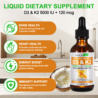 Gouttes de vitamine D3 K2 en marque propre, absorption rapide, suppléments liquides oraux de vitamine K2 D3 avec huile MCT pour la défense immunitaire