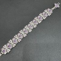 Schmuckset aus Kupfer mit Lila Edelstein und Quasten, 3-teilig, Abend-Schmuckset mit Armband, Ohrringen und Ring, OEM