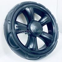 Roue de poussette de 6 pouces, pneu en mousse EVA, roue à rayons en plastique avec frein, capacité de charge de 15 à 20 kg, dureté du pneu de 60 à 65A