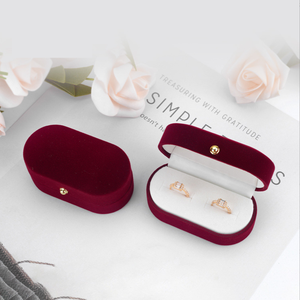 Caja de anillo de boda, ornamento único de borde redondo de terciopelo flocado, venta al por mayor, 2022 - Product Image 2