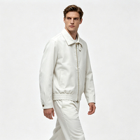 Blouson Bomber Vintage Homme en Toile Crochetée Respirante, Coupe-Vent Léger et Décontracté avec Fermeture Éclair et Col Rabattable pour l'Automne