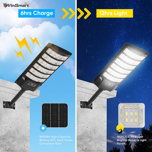 200W <span class=keywords><strong>Auto</strong></span> Dusk-To-Dawn Solar LED Street Lamp 10000LM Poteau en acier galvanisé pour autoroutes et communautés - Product Image 2