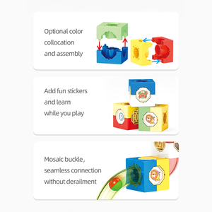 KYK mainan balok susun anak-anak, permainan lari bola kelereng, Set mainan edukasi Diy Slideway kelereng - Product Image 4
