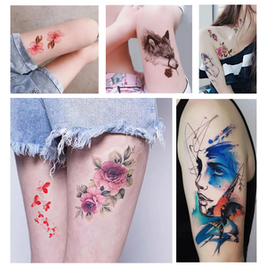 Pegatinas de tatuajes temporales personalizables de papel blanco para rostro y cuerpo: tigre, lobo, calavera, henna, para hombres, mujeres y niños. - Product Image 5
