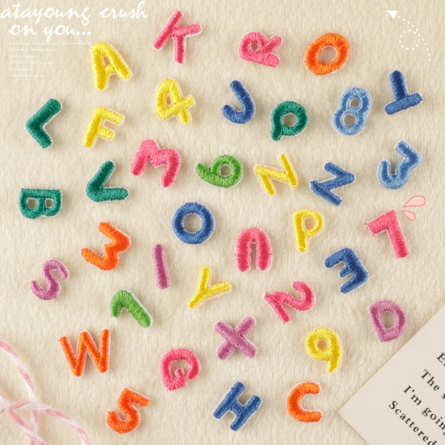 Wholesale Small Size Letters Numbers 3D Embroidered Iron-on Patches Fabric Letters Patches for Clothing