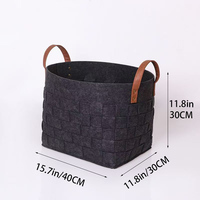 Panier de rangement circulaire en feutre tissé pliable - Rangement domestique écologique à main pour les vêtements sales, les jouets pour bébés et le linge