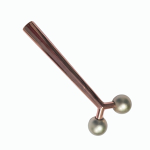 Masajeador ergonómico de mano en forma de Y, chapado en oro rosa, con doble bola 3D para lifting facial y terapia reafirmante de la piel. - Product Image 4
