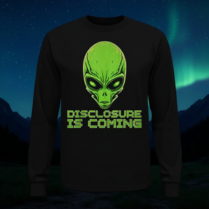 Maglietta promozionale a maniche lunghe con stampa Alien Head Disclosure Is Coming - Product Image 3