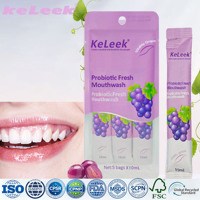 Bain de bouche probiotique Keleek rafraîchissant saveur raisin, sans alcool, menthe fraîche, haleine fraîche, sensation de fraîcheur, pour la famille et les voyages