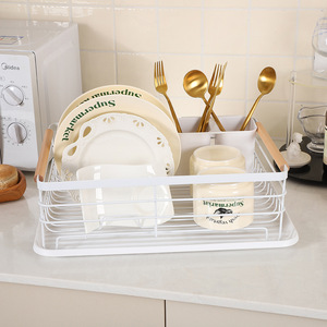Japanese-style Double-tier Stainless Steel Standing Type Towel <b>Rack</b> Kitchen Countertop Waterproof Non-folding Modern - Product Image 3