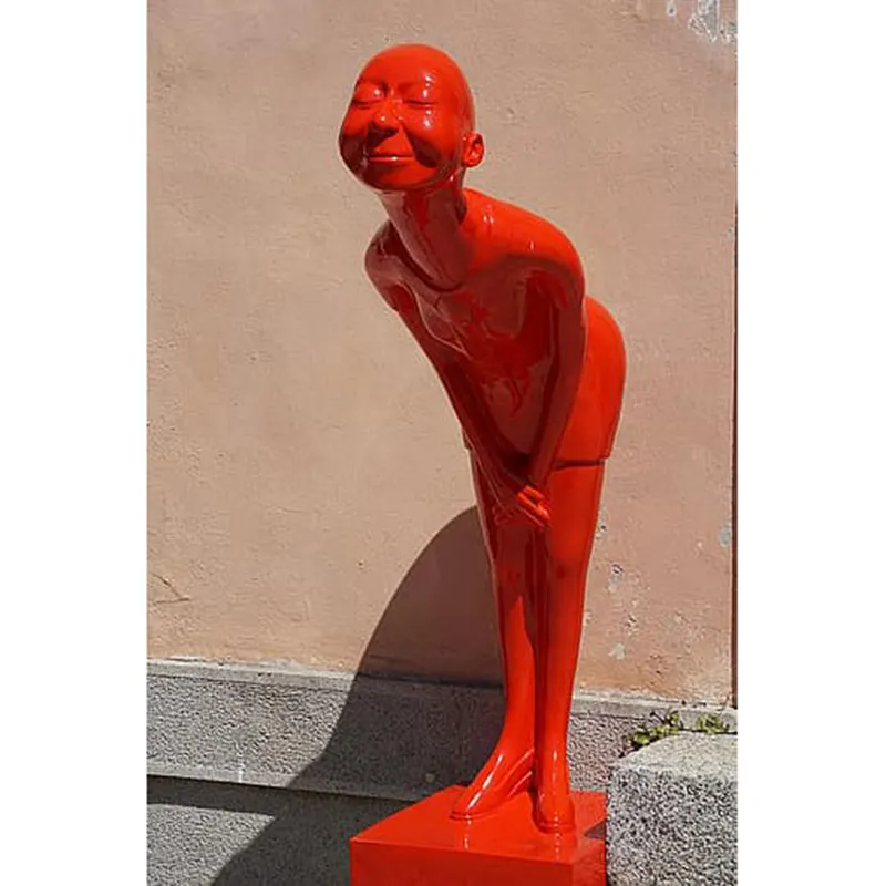 Украшение на заказ для ресторана, красная статуя человека из смолы с поплавком, стекловолоконная статуя Добро пожаловать, скульптура для продажи