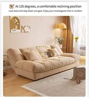 Sofá Cama de Tela Cloud, Reclinable, Plegable, de Doble Uso, para Apartamentos Pequeños, Sala de Estar, Nuevo, Moderno, de Tres Plazas, en Línea Recta, Color Crema