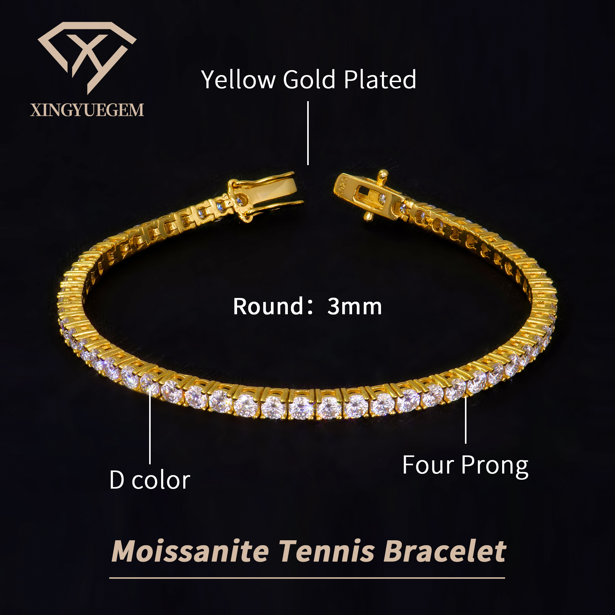 Yellow Gold Plated 3mm